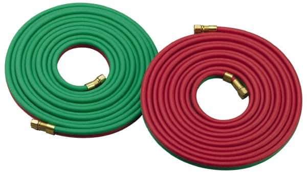 Parker - 3/8" Inside x 0.656" Outside Diam, Grade R Welding Hose - Green & Red, 25' Long, Twin Style, 200 psi Working Pressure - USA Tool & Supply