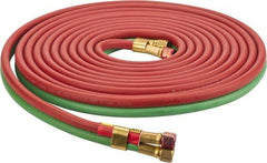 Parker - 1/4" Inside x 17/32" Outside Diam, Grade R Welding Hose - Green & Red, 25' Long, Twin Style, 200 psi Working Pressure - USA Tool & Supply