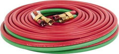 Parker - 1/4" Inside x 17/32" Outside Diam, Grade R Welding Hose - Green & Red, 50' Long, Twin Style, 200 psi Working Pressure - USA Tool & Supply