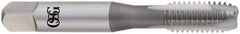 OSG - 1/2-13, 3 Flute, TiN Finish, High Speed Steel Spiral Point Tap - Plug Chamfer, Right Hand Thread, 3-3/8" OAL, 1-21/32" Thread Length, 0.367" Shank Diam, Series 105 - Exact Industrial Supply