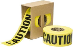 Ability One - 1,000' Long x 3" Wide Roll, Polyethylene, Black & Yellow Barricade Tape - Message: CAUTION - USA Tool & Supply