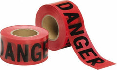 Ability One - 1,000' Long x 3" Wide Roll, Polyethylene, Black & Red Barricade Tape - Message: Danger - USA Tool & Supply