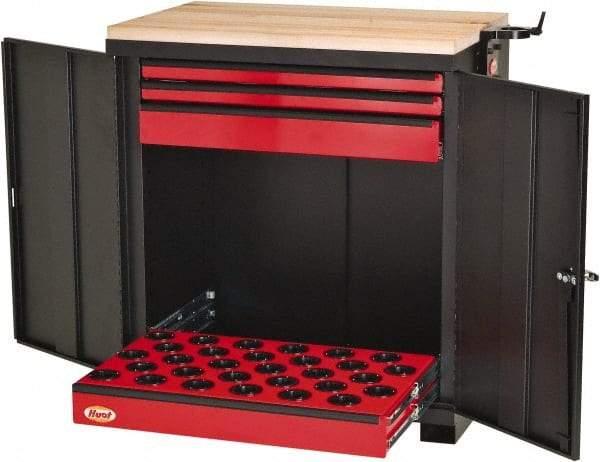Huot - 4 Drawer NC/CNC Cabinet Modular Workstation - For Use HSK 100A, Holds 18 Tools, 34 Inches Wide x 39 Inches High x 23 Inches Deep, 285 Lbs. Load Capacity - USA Tool & Supply