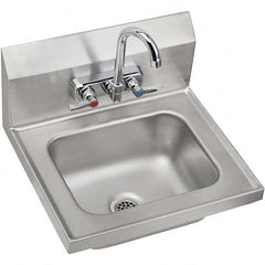 ELKAY - Stainless Steel Sinks Type: Hand Sink Wall Mount w/Manual Faucet Outside Length: 16-3/4 (Inch) - USA Tool & Supply