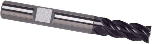 Guhring - 1/2", 1-1/4" LOC, 1/2" Shank Diam, 4-1/2" OAL, 4 Flute, Solid Carbide Square End Mill - Single End, FIREX Finish, Spiral Flute, 35/38° Helix, Centercutting, Right Hand Cut, Right Hand Flute, Series 4251 - USA Tool & Supply