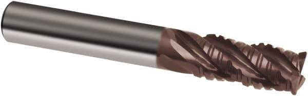 Guhring - 5/8", 2-1/4" LOC, 5/8" Shank Diam, 5" OAL, 4 Flute, Solid Carbide Square End Mill - Single End, Nano-A Finish, Spiral Flute, 36/38° Helix, Centercutting, Right Hand Cut, Right Hand Flute, Series 4262 - USA Tool & Supply