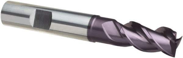 Guhring - 5/8", 3/4" LOC, 5/8" Shank Diam, 3-1/2" OAL, 3 Flute, Solid Carbide Square End Mill - Single End, FIREX Finish, Spiral Flute, 41/43/45° Helix, Centercutting, Right Hand Cut, Right Hand Flute, Series 4255 - USA Tool & Supply