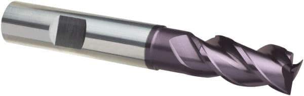 Guhring - 3/4", 1-1/2" LOC, 3/4" Shank Diam, 4" OAL, 3 Flute, Solid Carbide Square End Mill - Single End, FIREX Finish, Spiral Flute, 41/43/45° Helix, Centercutting, Right Hand Cut, Right Hand Flute, Series 4254 - USA Tool & Supply