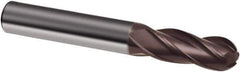 Guhring - 1/2" Diam, 1-1/4" LOC, 4 Flute Solid Carbide Ball End Mill - nano-A Finish, Single End, 3-1/2" OAL, 1/2" Shank Diam, Spiral Flute - USA Tool & Supply