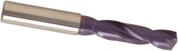 Guhring - 15/64" 140° Spiral Flute Solid Carbide Screw Machine Drill Bit - nano-A Finish, Right Hand Cut, 28mm Flute Length, 66mm OAL, SU Point, Straight Shank - USA Tool & Supply