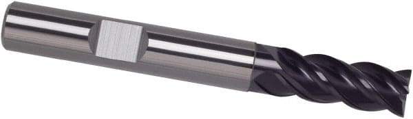 Guhring - 3/8", 2-1/4" LOC, 3/8" Shank Diam, 4" OAL, 4 Flute, Solid Carbide Square End Mill - Single End, FIREX Finish, Spiral Flute, 35/38° Helix, Centercutting, Right Hand Cut, Right Hand Flute, Series 4252 - USA Tool & Supply