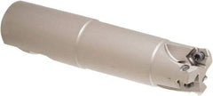 Iscar - 1-1/4" Cut Diam, 0.106" Max Depth, 1-1/4" Shank Diam, Weldon Shank Indexable High-Feed End Mill - Screw Holding Method, H600 WXCU Insert, MF EWX-07 Toolholder, Through Coolant - USA Tool & Supply