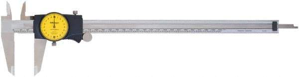 Mitutoyo - 0mm to 300mm Range, 0.02 mm Graduation, 1mm per Revolution, Dial Caliper - White Face, Accurate to 0.04mm, 50mm Jaw Length - USA Tool & Supply