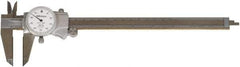 Mitutoyo - 0" to 8" Range, 0.001" Graduation, 1" per Revolution, Dial Caliper - White Face, Accurate to 0.1000", 50mm Jaw Length - USA Tool & Supply