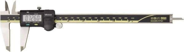 Mitutoyo - 0 to 200mm Range, 0.01mm Resolution, Electronic Caliper - 0.001" Accuracy, SPC Output - USA Tool & Supply
