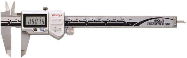 Mitutoyo - 0 to 150mm Range, 0.01mm Resolution, IP67 Electronic Caliper - 0.001" Accuracy, SPC Output - USA Tool & Supply