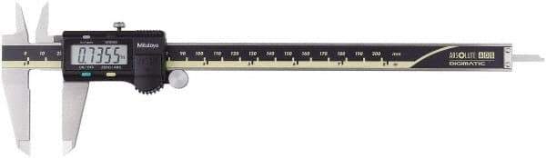 Mitutoyo - 0 to 200mm Range, 0.01mm Resolution, Electronic Caliper - 0.001" Accuracy - USA Tool & Supply