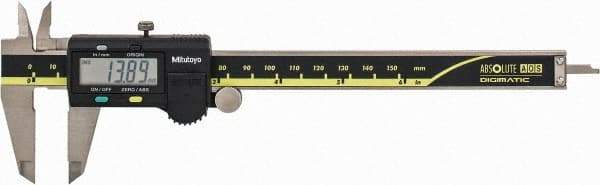Mitutoyo - 0 to 150mm Range, 0.01mm Resolution, Electronic Caliper - 0.001" Accuracy - USA Tool & Supply