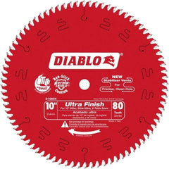 Freud - 10" Diam, 5/8" Arbor Hole Diam, 80 Tooth Wet & Dry Cut Saw Blade - Carbide-Tipped, Standard Round Arbor - USA Tool & Supply