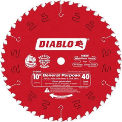 Freud - 10" Diam, 5/8" Arbor Hole Diam, 40 Tooth Wet & Dry Cut Saw Blade - Carbide-Tipped, Standard Round Arbor - USA Tool & Supply