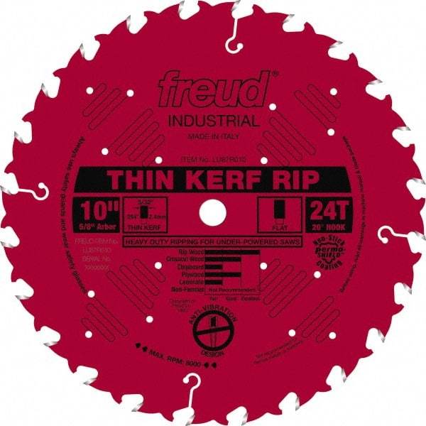 Freud - 10" Diam, 5/8" Arbor Hole Diam, 24 Tooth Wet & Dry Cut Saw Blade - Carbide-Tipped, Standard Round Arbor - USA Tool & Supply