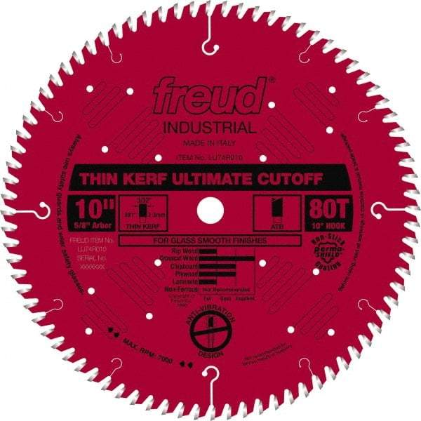 Freud - 10" Diam, 5/8" Arbor Hole Diam, 80 Tooth Wet & Dry Cut Saw Blade - Carbide-Tipped, Standard Round Arbor - USA Tool & Supply