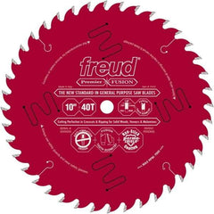 Freud - 10" Diam, 5/8" Arbor Hole Diam, 40 Tooth Wet & Dry Cut Saw Blade - Carbide-Tipped, Standard Round Arbor - USA Tool & Supply