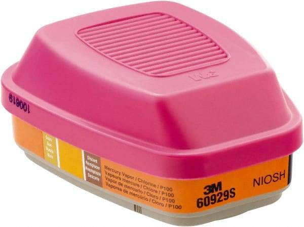 3M - Magenta and Orange P100 Cartridge and Filter Combination - Series 6000, 7000, FF-400, Protects Against Mercury Vapor, Sulfur Dioxide - USA Tool & Supply