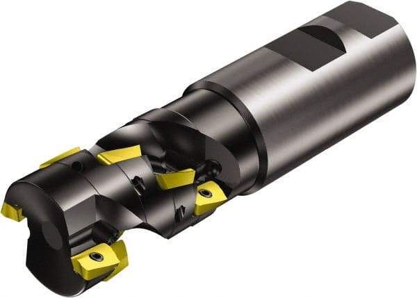 Sandvik Coromant - 1-1/2" Cut Diam, 2.13" Max Depth of Cut, 1-1/2" Shank Diam, 5.418" OAL, Indexable Square Shoulder End Mill - Multiple Insert Styles, Weldon Shank, 90° Lead Angle, Series CoroMill 390 - USA Tool & Supply