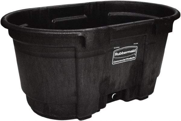 Rubbermaid - 100 Gallon Black Oval Plastic Stock Tank - 25" High x 31" Diam - USA Tool & Supply