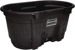 Rubbermaid - 100 Gallon Black Oval Plastic Stock Tank - 25" High x 31" Diam - USA Tool & Supply