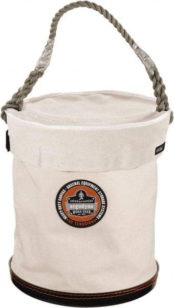 Ergodyne - 1 Pocket White Canvas Bucket Tool Organizer - 12-1/2" Wide x 12-1/2" Deep x 15" High - USA Tool & Supply