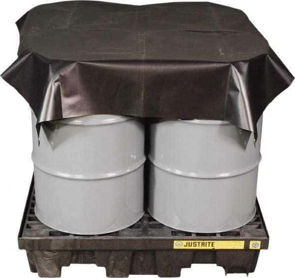 Justrite - 120" Long x 120" Wide Vinyl Tarp & Dust Cover - Black, Grommet - USA Tool & Supply
