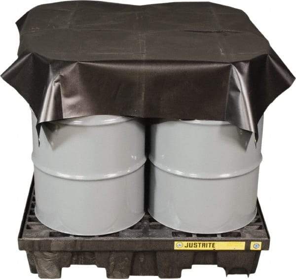 Justrite - 144" Long x 120" Wide Vinyl Tarp & Dust Cover - Black, Grommet - USA Tool & Supply