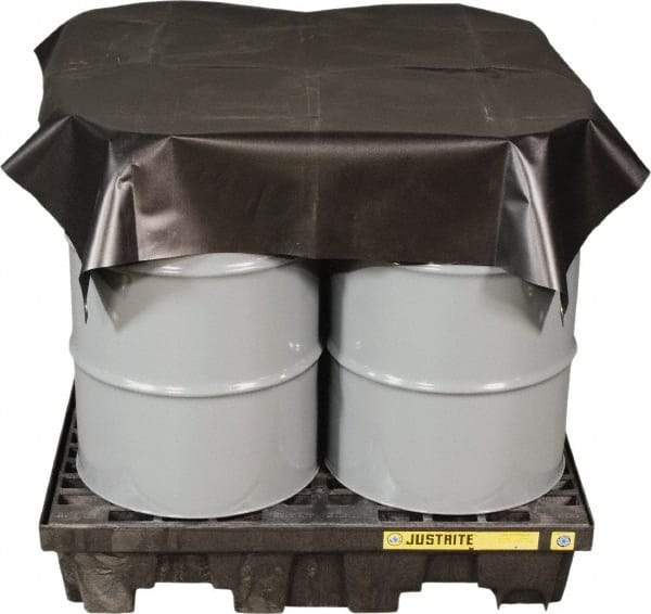 Justrite - 120" Long x 60" Wide Vinyl Tarp & Dust Cover - Black, Grommet - USA Tool & Supply
