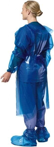 PolyConversions - 4 mil Thick Chemical Resistant Coat Apron - Polyolefin, Blue - USA Tool & Supply