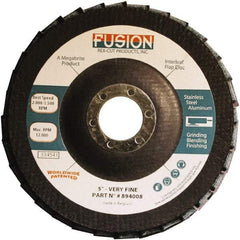 Rex Cut Product - 120 Grit, 5" Disc Diam, 7/8" Center Hole, Type 29 Aluminum Oxide Flap Disc - 12,200 Max RPM, Fiberglass Backing, Arbor Attaching System, Coated & Non-Woven Combo - USA Tool & Supply