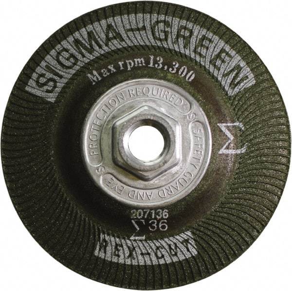 Rex Cut Product - 36 Grit, 4-1/2" Wheel Diam, Type 27 Depressed Center Wheel - Zirconia Alumina/Aluminum Oxide Blend - USA Tool & Supply