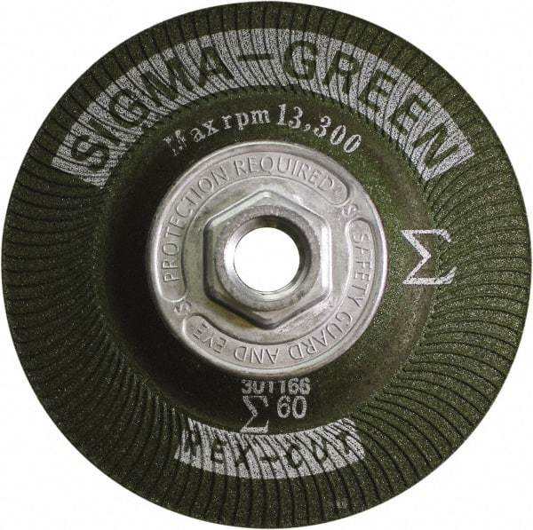Rex Cut Product - 60 Grit, 4-1/2" Wheel Diam, Type 27 Depressed Center Wheel - Zirconia Alumina/Aluminum Oxide Blend - USA Tool & Supply