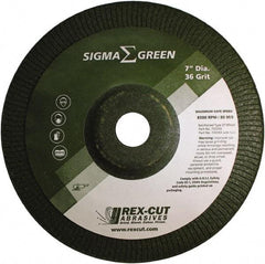 Rex Cut Product - 36 Grit, 7" Wheel Diam, 7/8" Arbor Hole, Type 27 Depressed Center Wheel - Zirconia Alumina/Aluminum Oxide Blend - USA Tool & Supply
