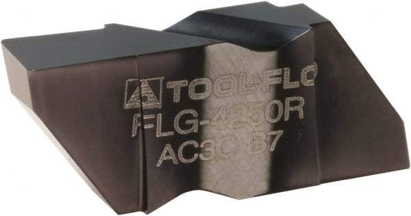 Tool-Flo - 4250FLG CB Grade AC50, 1/4" Cutting Width Carbide Grooving Insert - 1/4" Max Depth of Cut, Right Hand, 0.02 to 0.025" Corner Radius, AlTiN Finish - USA Tool & Supply