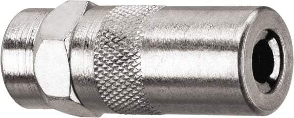 DeWALT - 10,000 Operating psi, 2" Long, 1/8 Thread, Nickel Plated Brass Fixed Grease Gun Coupler - NPT Thread, 10,000 psi Burst Pressure, Silver - USA Tool & Supply