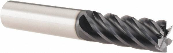 SGS - 1/2", 1-1/4" LOC, 1/2" Shank Diam, 3" OAL, 6 Flute, Solid Carbide Square End Mill - Single End, Ti-NAMITE-X Finish, Spiral Flute, 41° Helix, Centercutting, Right Hand Cut, Right Hand Flute, Series 51 - USA Tool & Supply