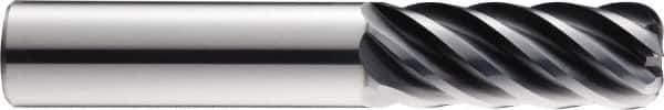 SGS - 1/2", 6 Flute, Single End, Solid Carbide, 0.03" Corner Radius End Mill - 4" OAL, 41° Helix, Right Hand Flute, 5/8" LOC, Right Hand Cut, 2-1/4" Extended Reach - USA Tool & Supply