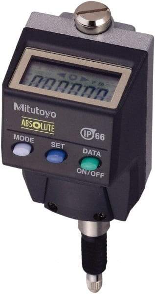 Mitutoyo - 0 to 5.6mm Range, 0.0005 & 0.00005" Graduation, Electronic Drop Indicator - Accurate to 0.00012", LCD Display - USA Tool & Supply