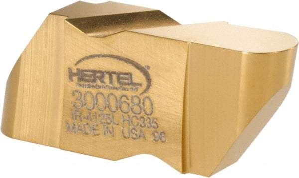 Hertel - 4125IR Grade HC335, 6.35mm Cutting Width Carbide Grooving Insert - 6.35mm Max Depth of Cut, Left Hand, 1/8" Corner Radius, TiN Finish - USA Tool & Supply