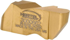 Hertel - 3078IR Grade HC335, 3.96mm Cutting Width Carbide Grooving Insert - 4.57mm Max Depth of Cut, Left Hand, 0.078" Corner Radius, TiN Finish - USA Tool & Supply