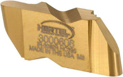 Hertel - 3062IR Grade HC335, 3.18mm Cutting Width Carbide Grooving Insert - 4.57mm Max Depth of Cut, Right Hand, 1/16" Corner Radius, TiN Finish - USA Tool & Supply