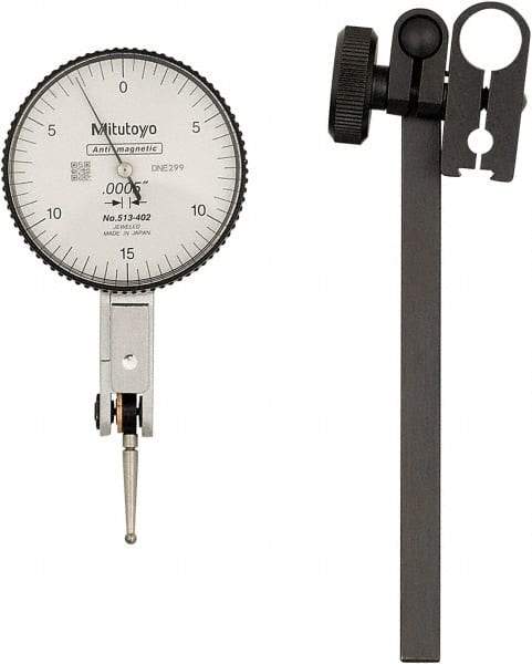 Mitutoyo - 0.03" Range, 0-15-0 Dial Reading, 0.0005" Graduation Dial Drop Indicator - 40mm Dial, 1/2" Range per Revolution, Includes NIST Traceability Certification - USA Tool & Supply