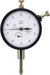 Mitutoyo - 0.5" Range, 0-10 Dial Reading, 0.0001" Graduation Dial Drop Indicator - 57mm Dial, 0.01" Range per Revolution, 0.0008" Accuracy, Includes NIST Traceability Certification - USA Tool & Supply